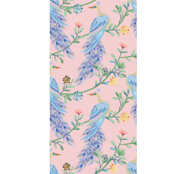 Rullegardin spisestue fugler i rosa paradis - Tenstickers