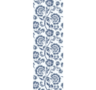 Rullegardin spisestue blå blomster grandmillenial mønster - Tenstickers