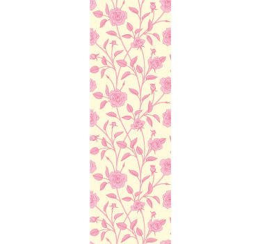 Rullegardin spisestue med vintage små roser på rosa bakgrunn - Tenstickers