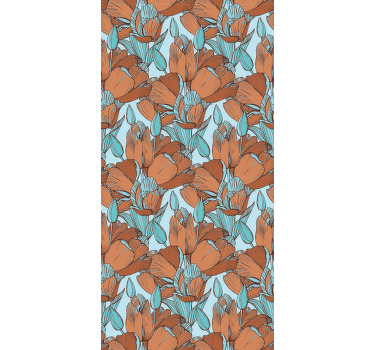 Store enrouleur salle à manger design bleu tulipes marron - TenStickers