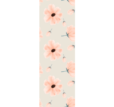 Rullegardin spisestue store blomster aquarella mønster beige - Tenstickers