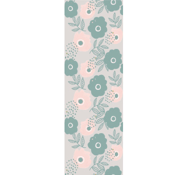 Dining room roller blind in pink and blue watercolor flowers - TenStickers
