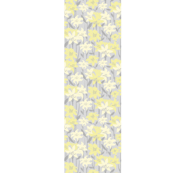 Rullegardin spisestue gule blomster på grå bakgrunn - Tenstickers