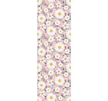 Rullegardin spisestue rosa bakgrunn med tusenfryd - Tenstickers