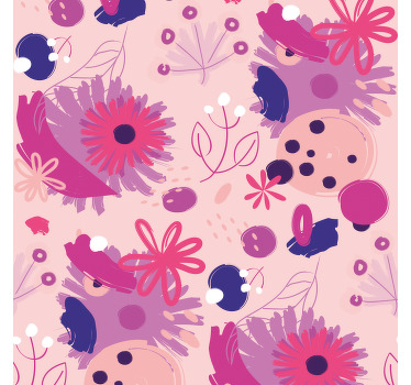 Dining room blind abstract purple flowers design - TenStickers
