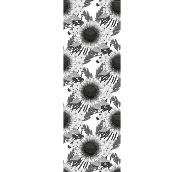Dining room blind with black and white sunflowers - TenStickers