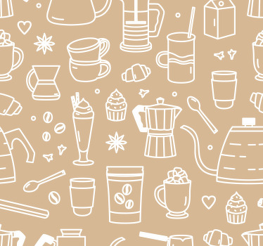 Estor enrollable comedor patrón de tazas y vasos - TenVinilo