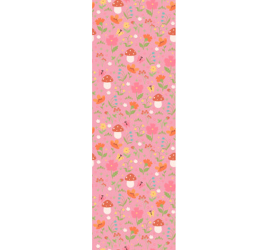 Cortina roller infantil con patrón de setas florales - TenVinilo