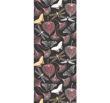 儿童盲人粉色叶子黑色蝴蝶图案 - TenStickers