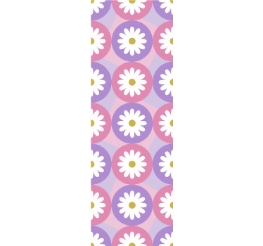 儿童盲人紫粉色雏菊方形花卉图案 - TenStickers