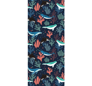 Cortina roller infantil animales marinos vibrantes azul - TenVinilo