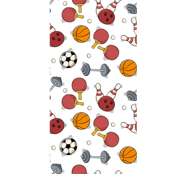 Rollo fenster kinderzimmer sportgeräte im doodle-stil - TenStickers