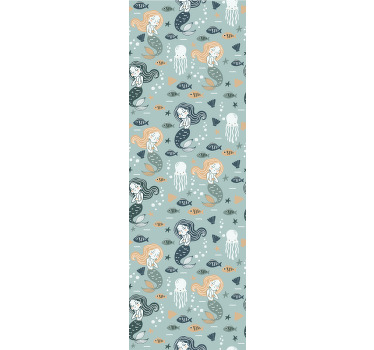 Rollo fenster kinderzimmer mit blauem meerjungfrauenmuster - TenStickers