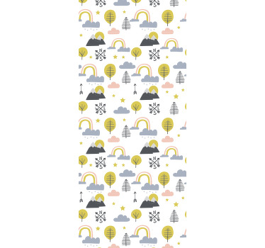 Rolgordijn kinderkamer minimalistische bomen regenbogen - TenStickers