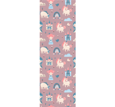 Estor enrollable infantil pastel de unicornios y princesas - TenVinilo