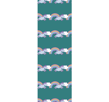 Estor enrollable infantil fondo verde agua con unicornios - TenVinilo