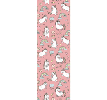 Kinderkamer rolgordijn roze eenhoorns en regenbogen - TenStickers