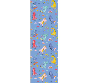 Kinderkamer rolgordijn schattige skater dinosaurussen - TenStickers
