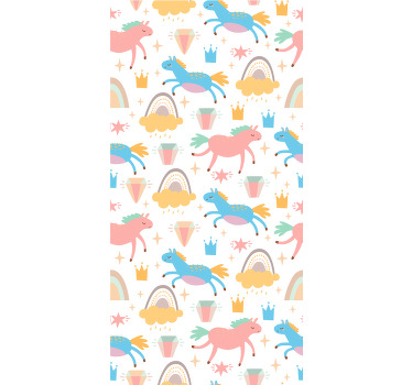 Kinderkamer rolgordijn gekleurde eenhoorns en regenbogen - TenStickers