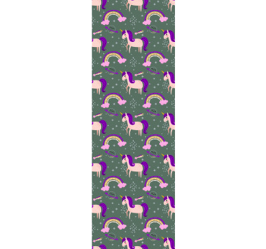 Kinderkamer rolgordijn roze en groene eenhoorns - TenStickers