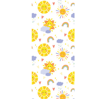 Kinderkamer rolgordijn pastelgekleurde regenbogen en wolken - TenStickers