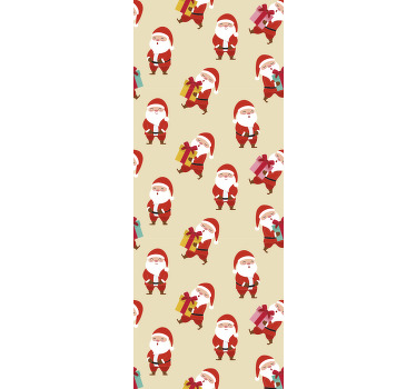 Toile fenêtre chambre enfant père noël souriant et cadeaux - TenStickers