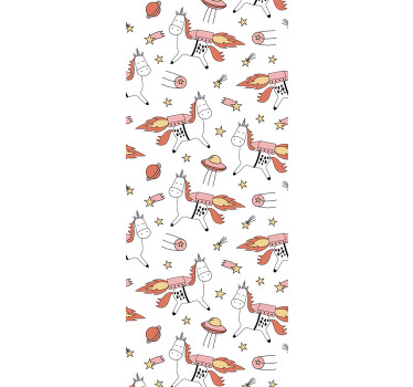 Estor enrollable infantil patrón de unicornios y espacio - TenVinilo