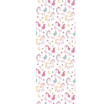 Zavjese za dječju sobu s uzorkom ručno crtanih jednoroga - TenStickers