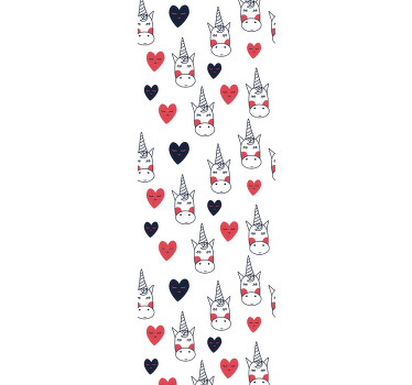 Zavjese za dječju sobu s uzorkom jednoroga i srcima - TenStickers