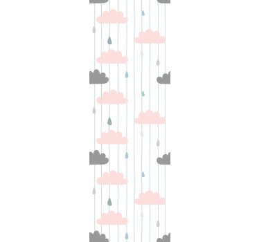 Rollo fenster kinderzimmer rosa und graue wolken - TenStickers