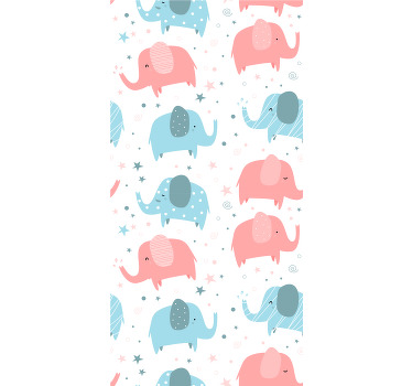 Rollo fenster kinderzimmer elefant pink und blau - TenStickers