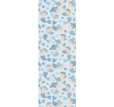 Rollo fenster kinderzimmer meerjungfrau blau lächelnd - TenStickers