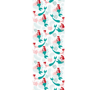 Zavjese za dječju sobu sirena s crvenom kosom i osmijehom - TenStickers