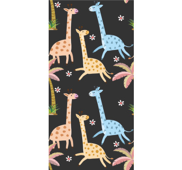 Tenda a rullo cameretta palme grigie e animali - TenStickers