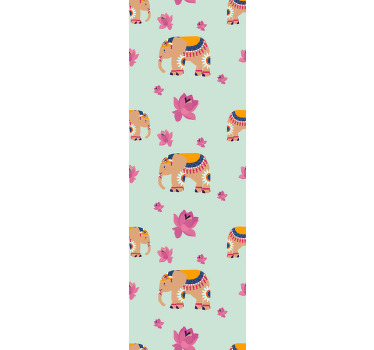 Zavjese za dječju sobu s indijskim breskvastim slonovima - TenStickers