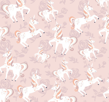 Zavjese za dječju sobu s ružičastim jednorogom i cvijećem - TenStickers