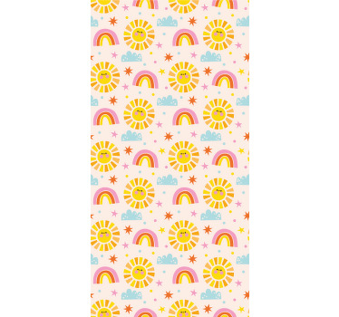 Rollo fenster kinderzimmer mit pinkem regenbogenmuster - TenStickers