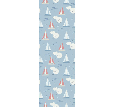 Rollo fenster kinderzimmer segelboot muster wolken - TenStickers