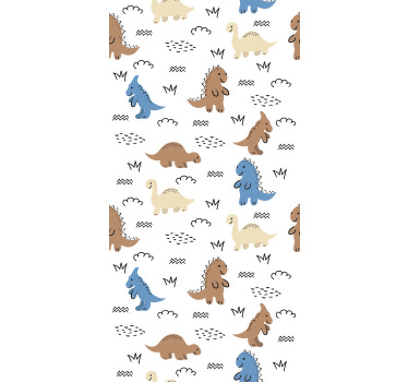 Happy blue and brown dinosaurs children room roller blind - TenStickers