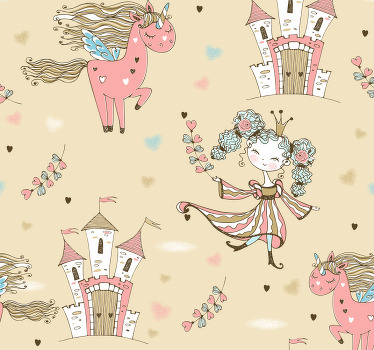 Rollo fenster kinderzimmer einhorn schloss und prinzessin - TenStickers