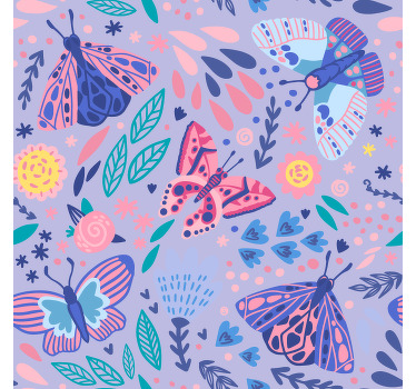 Ρολό για παιδιά Πεταλούδες σε μωβ αποχρώσεις - TenStickers