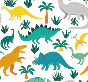 Rolgordijn kinderkamer dinosaurussen met bomen - TenStickers