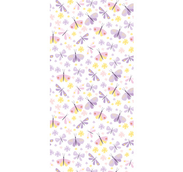 Cortina roller juvenil patrón de mariposas moradas - TenVinilo