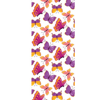 Cortina roller juvenil patrón mariposas rosa y amarillo - TenVinilo