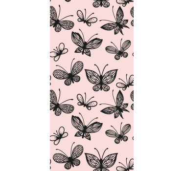 Cortina roller juvenil patrón de mariposas negras - TenVinilo