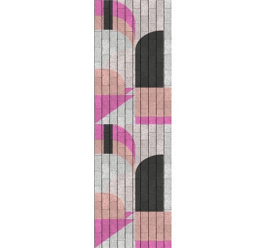 Cortina roller moderno formas abstractas sobre ladrillos - TenVinilo