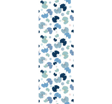 Estore de rolo modernos folha de ginkgo azul - TenStickers