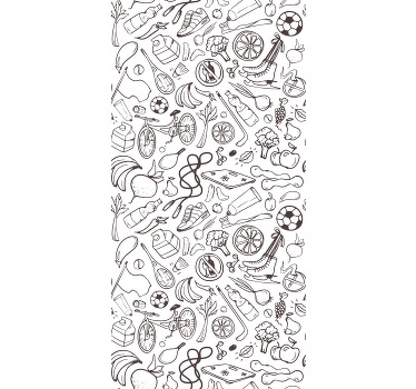 Modern roller blind with fitness and sport doodles - TenStickers