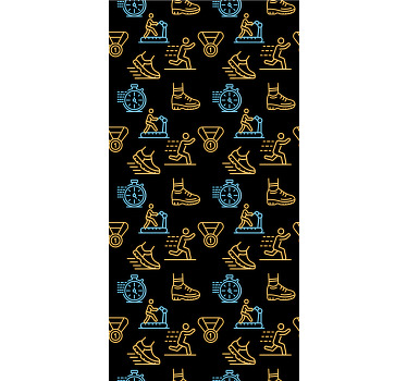 Modern roller blind with neon vector icons on black - TenStickers