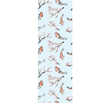 Modern roller blind with koi fish and cherry branches - TenStickers
